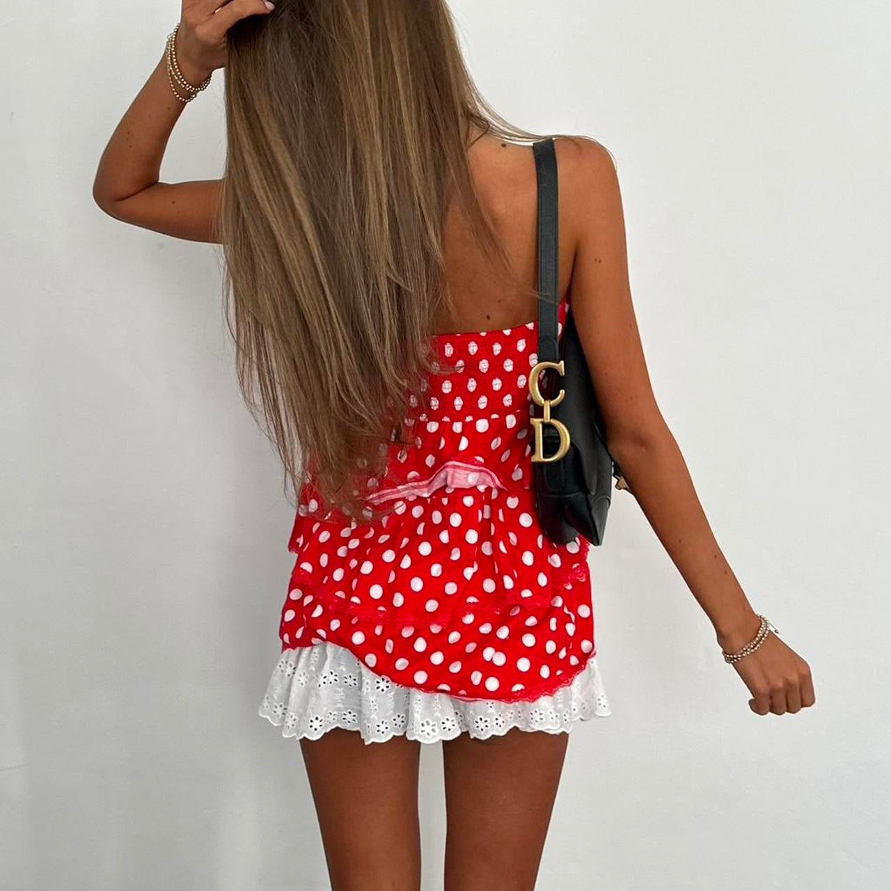 Vintage 2000’s strapless red polka dot top