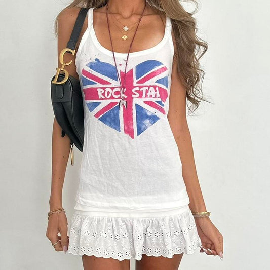 Vintage 00s rock star British flag heart top