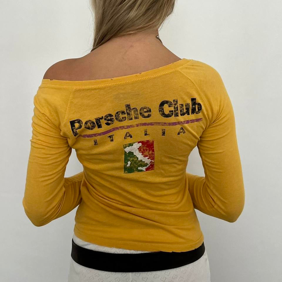 Vintage Porsche yellow long sleeves top