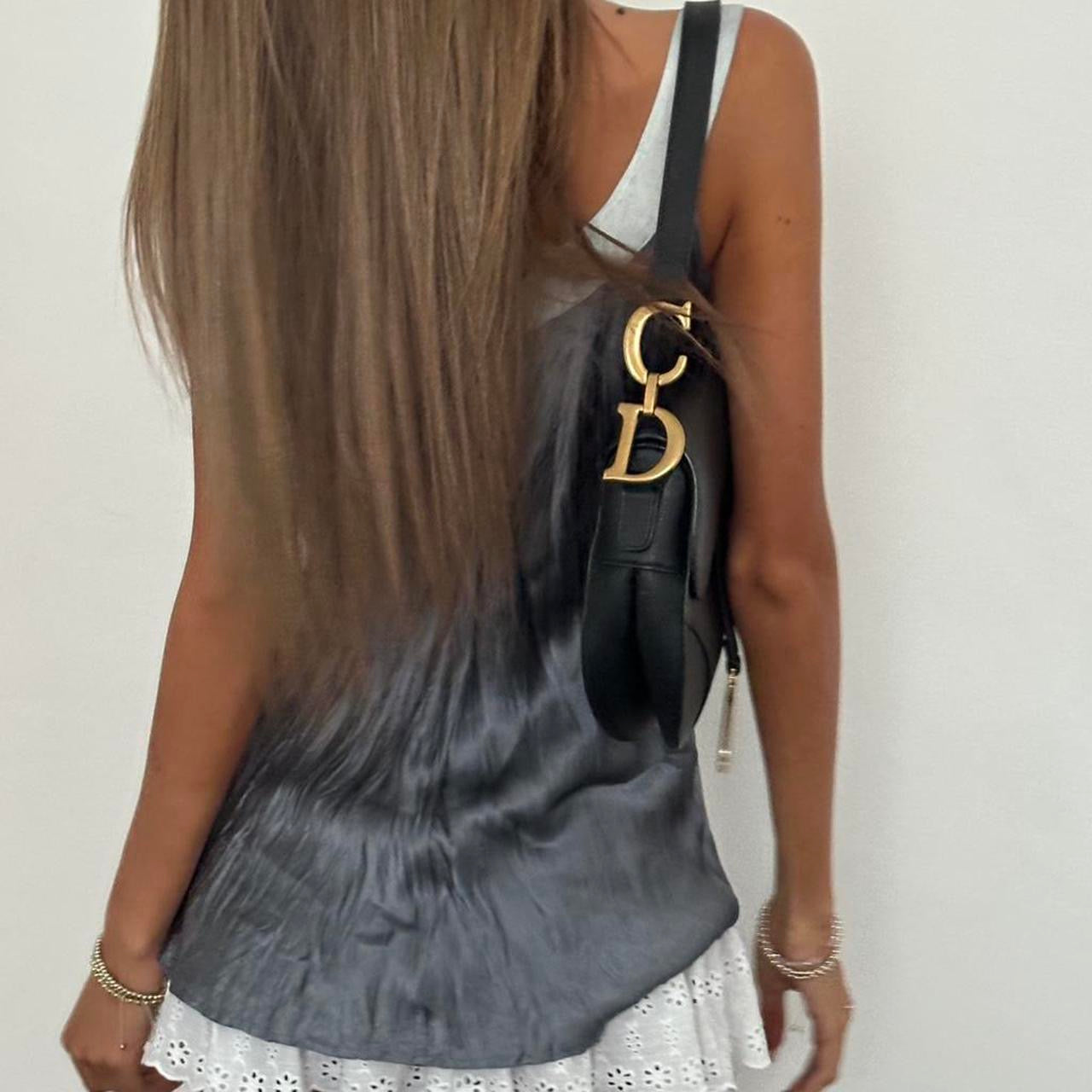 Vintage 2000’s silky grey gemstone top