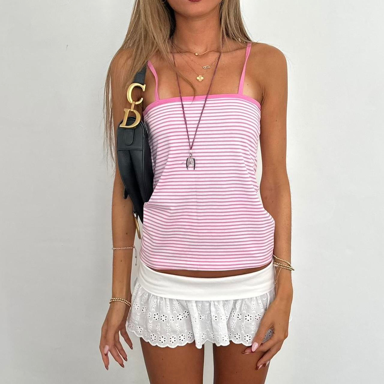 Vintage pink striped cami top