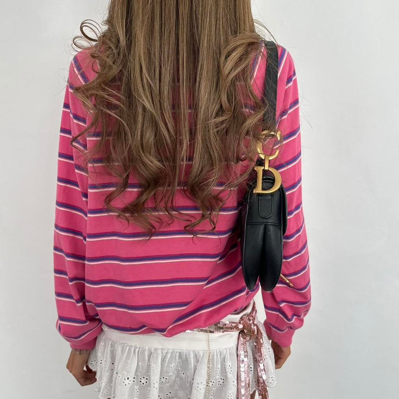 Vintage 90’s long sleeve pink striped polo top