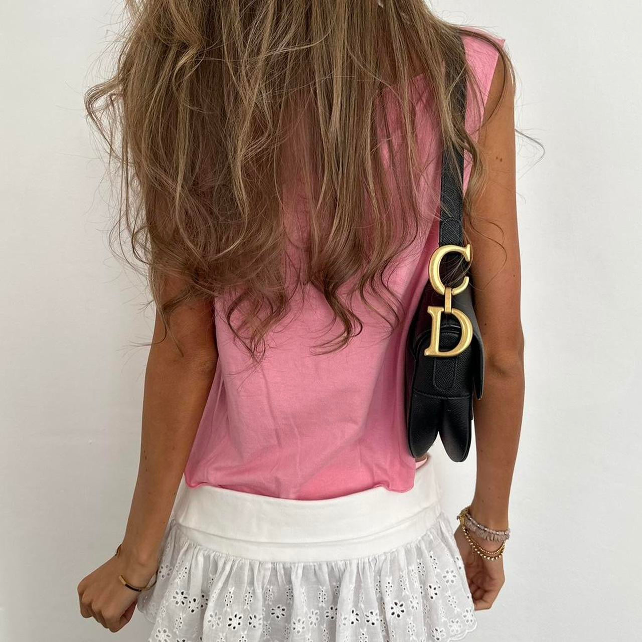 Vintage 2000’s graphic pink off shoulder top