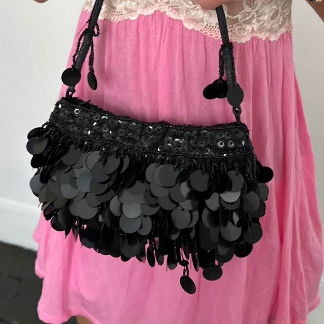 Vintage black sequin shoulder bag