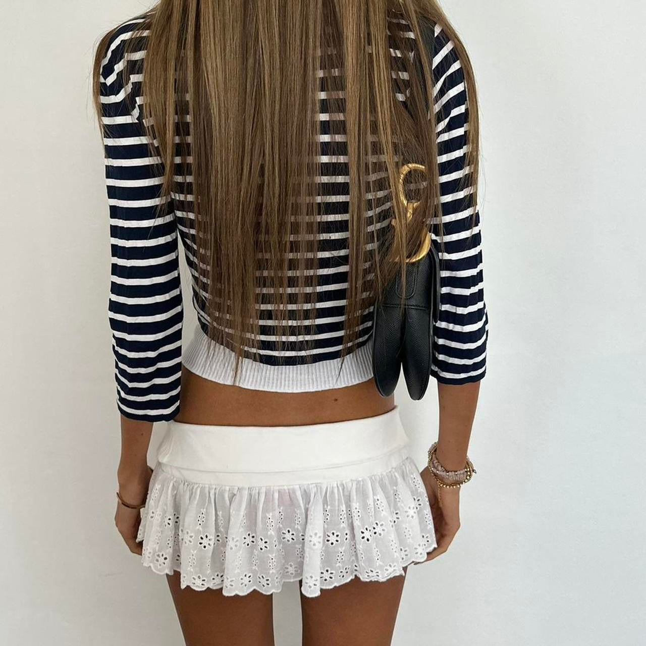 Vintage 2000s striped tie up layering top