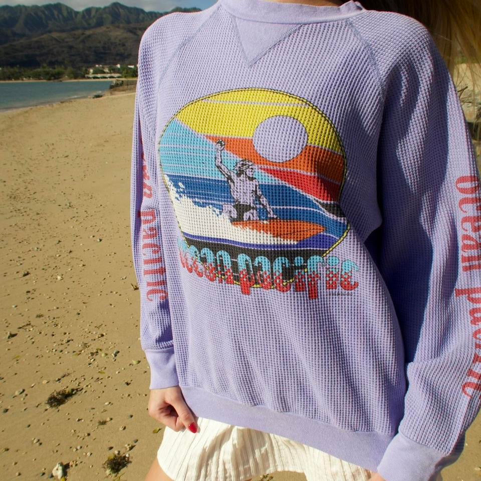 Vintage rare 1990s waffle surf long sleeve top