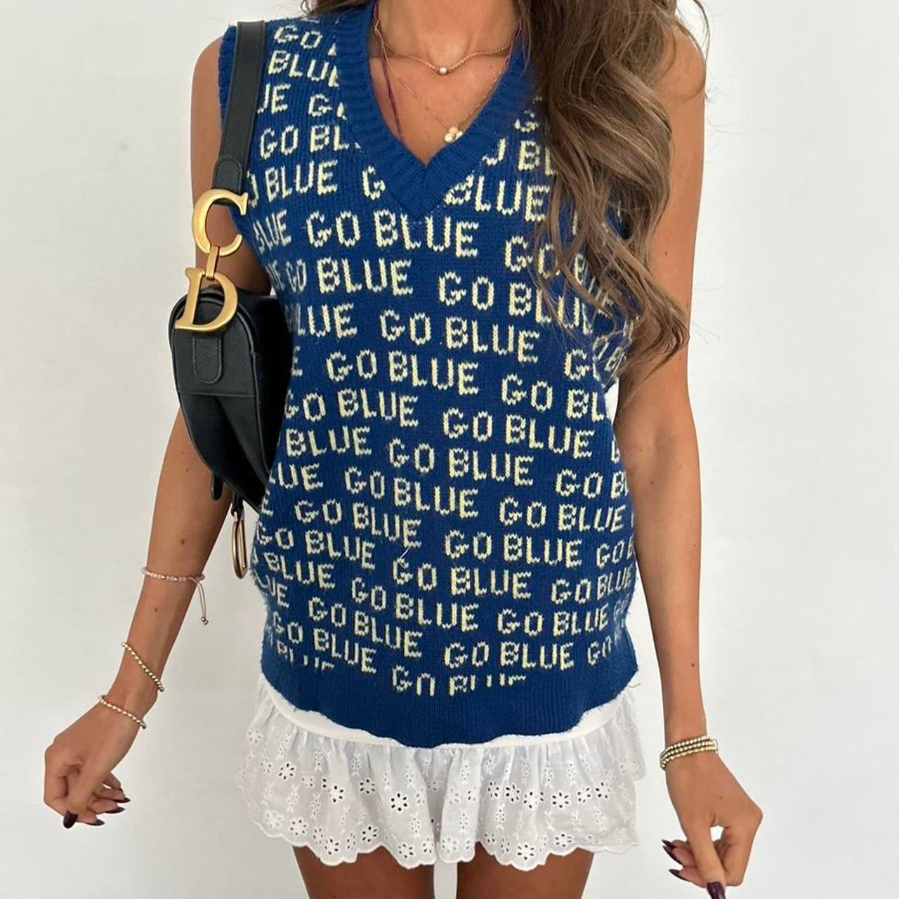 Vintage 90’s Go Blue University of Michigan knit vest sweater