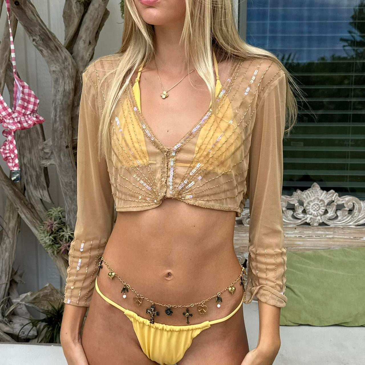 Vintage 90’s gold sequin layering top