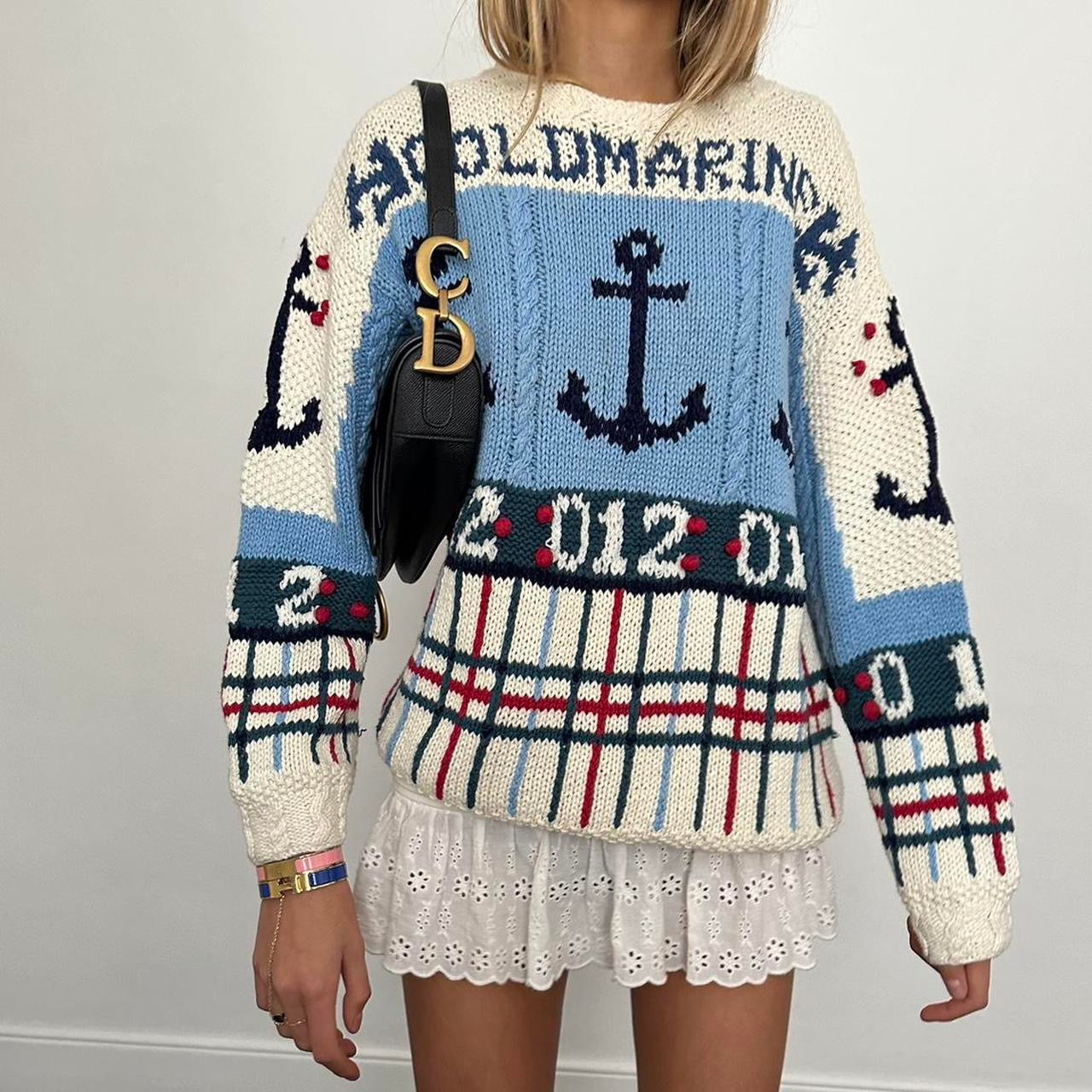 Vintage 90’s sailor knitted sweater  ⚓️ 🩵