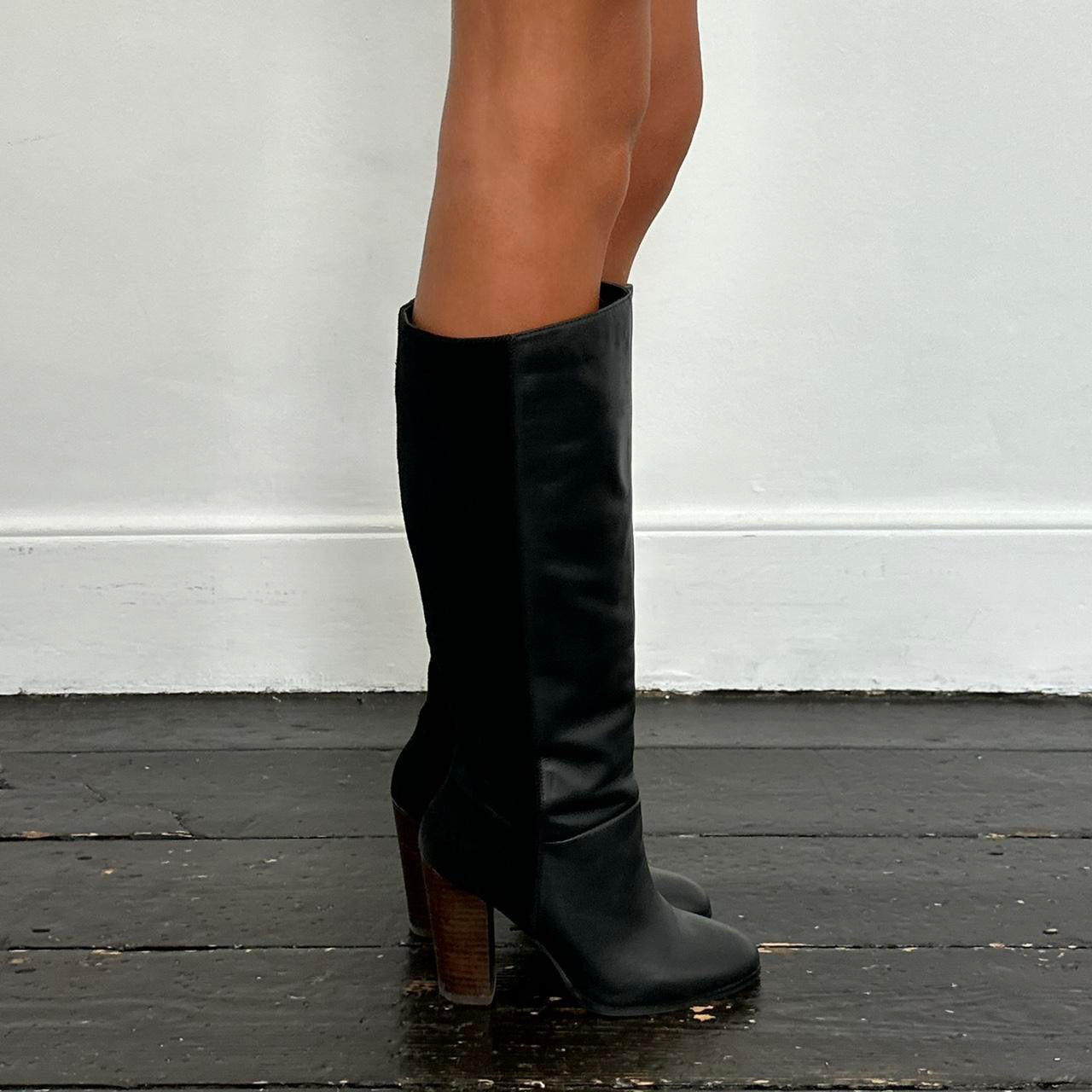 Vintage genuine leather heel boots