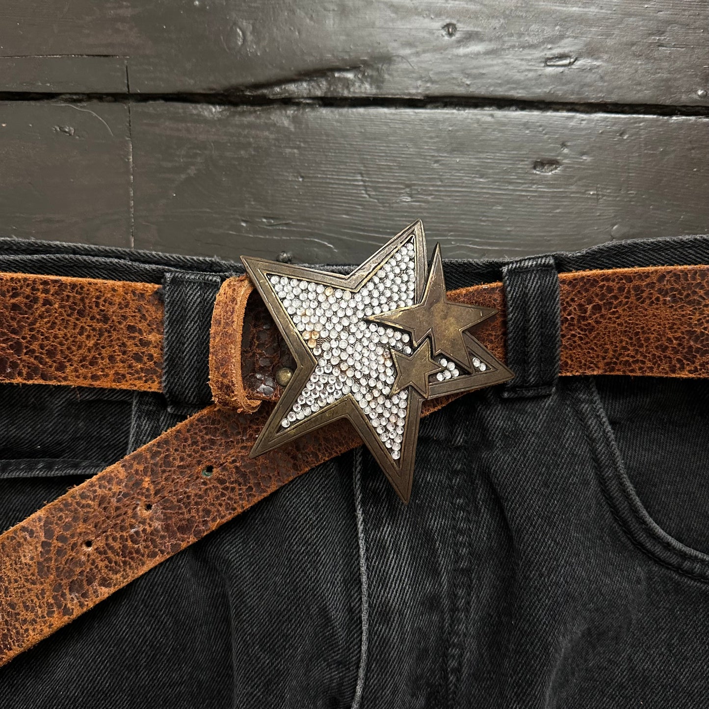 Vintage star leather belt ⭐️