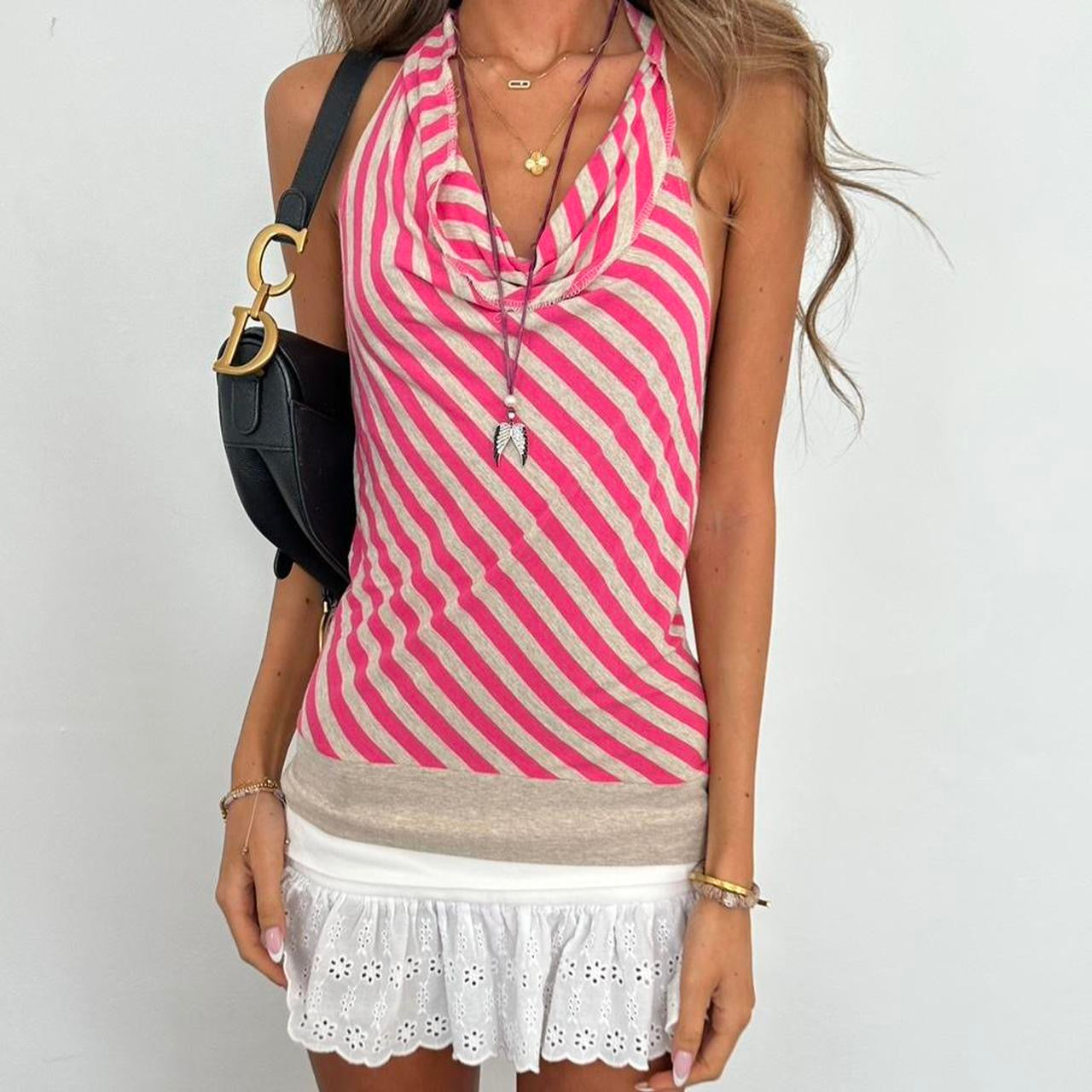 Vintage 00s halter striped top