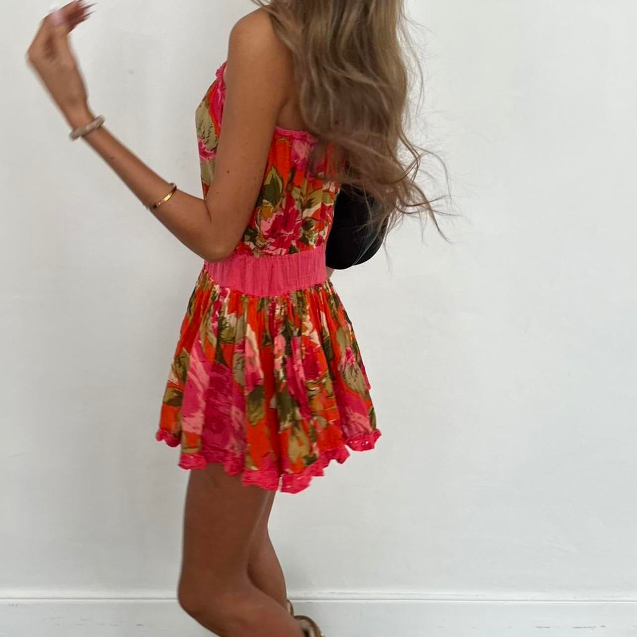 Vintage 2000s floral strapless mini dress