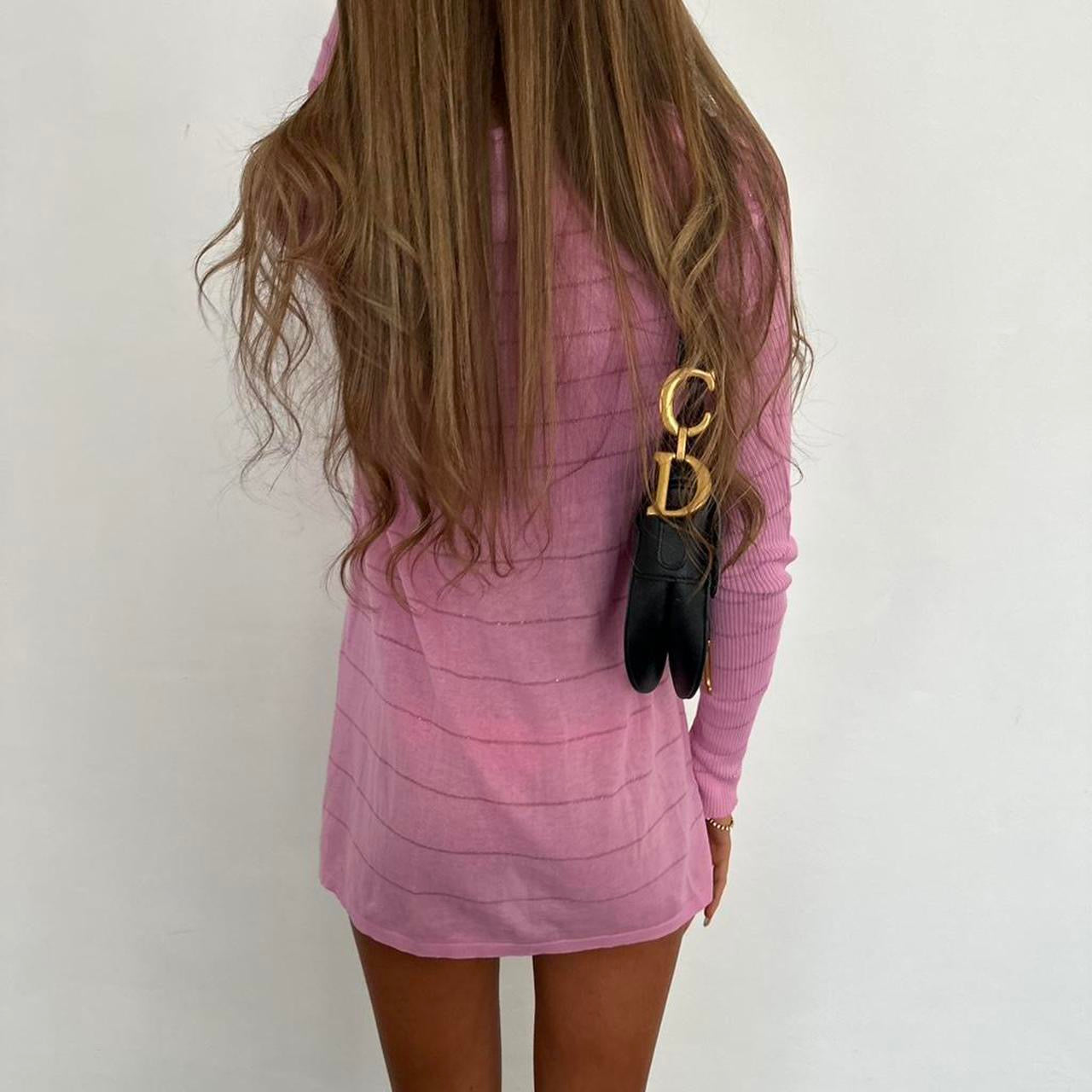 Vintage 90’s pink long sleeve mini dress with tie waist