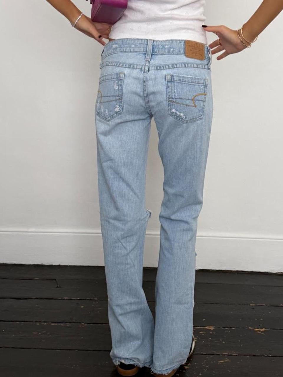 Vintage 00’s low rise distressed bootcut jeans