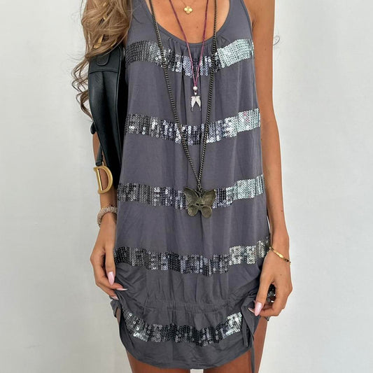 Vintage 90’s striped sequin grey mini dress