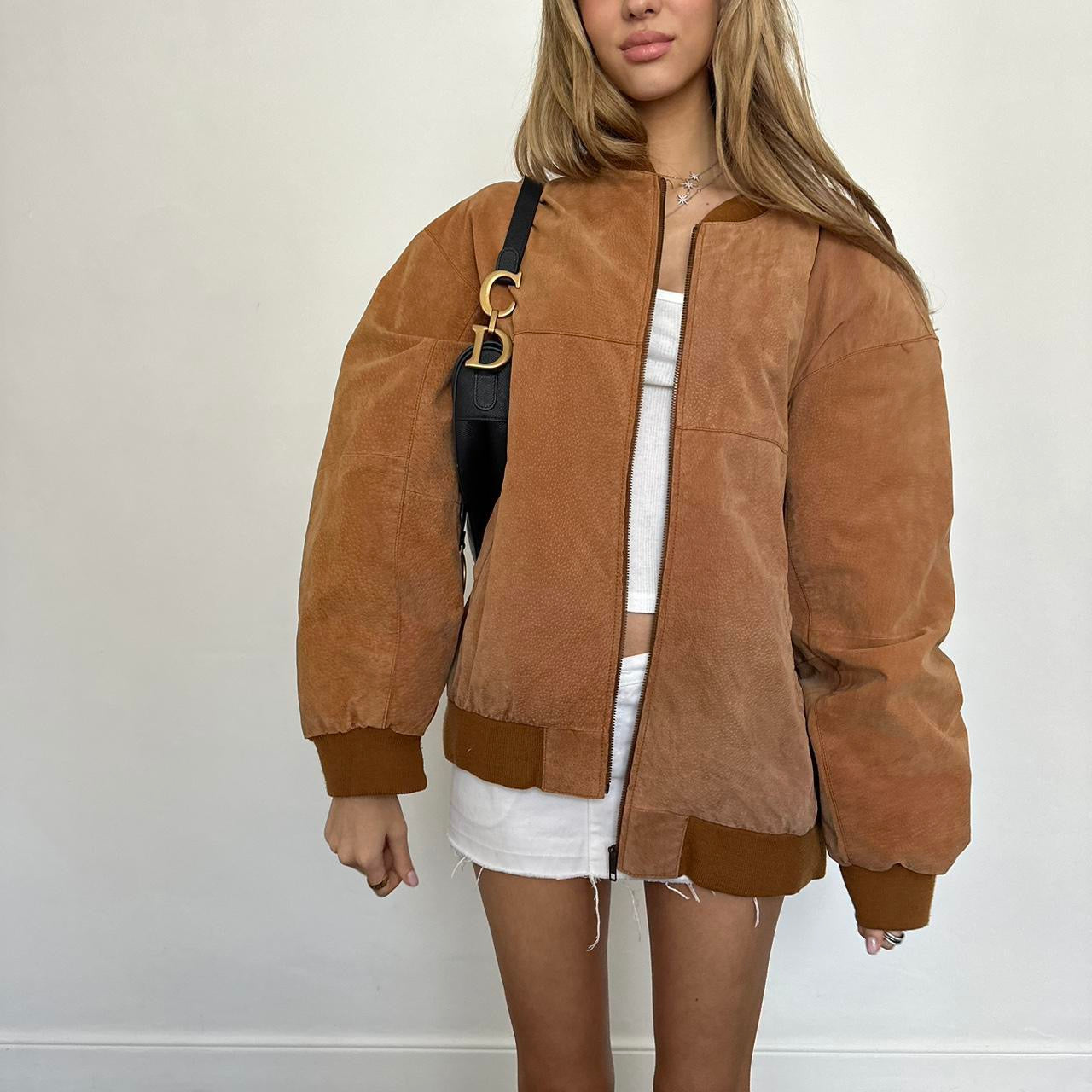 Vintage 90’s brown bomber leather jacket