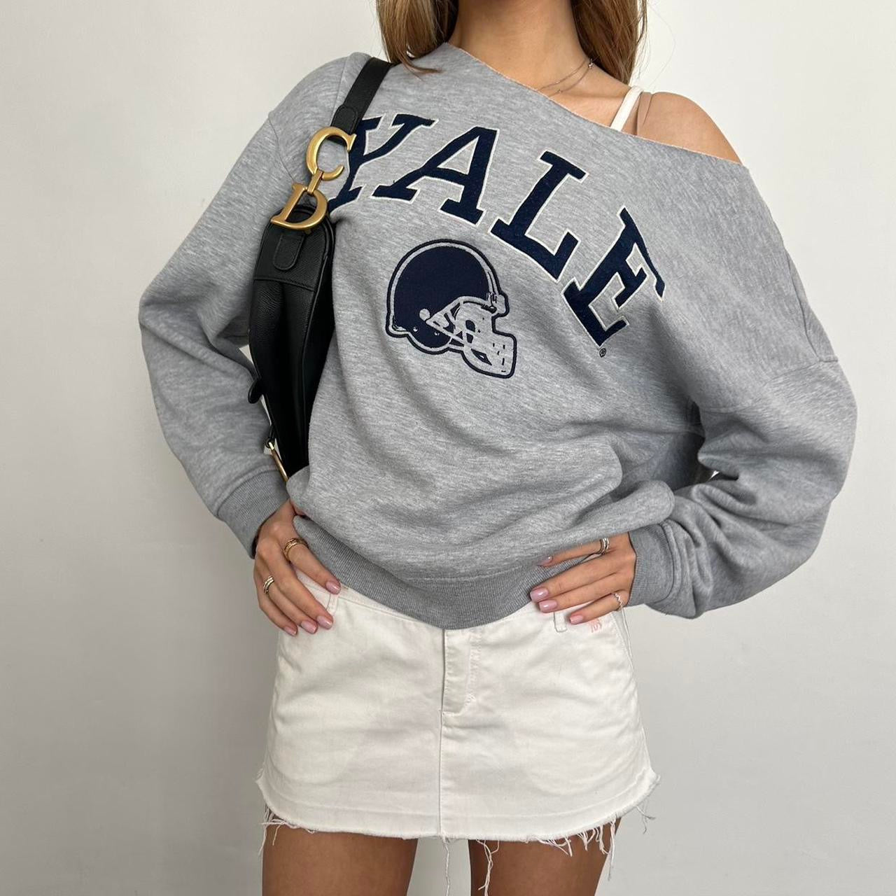 Vintage Yale grey off shoulder sweater