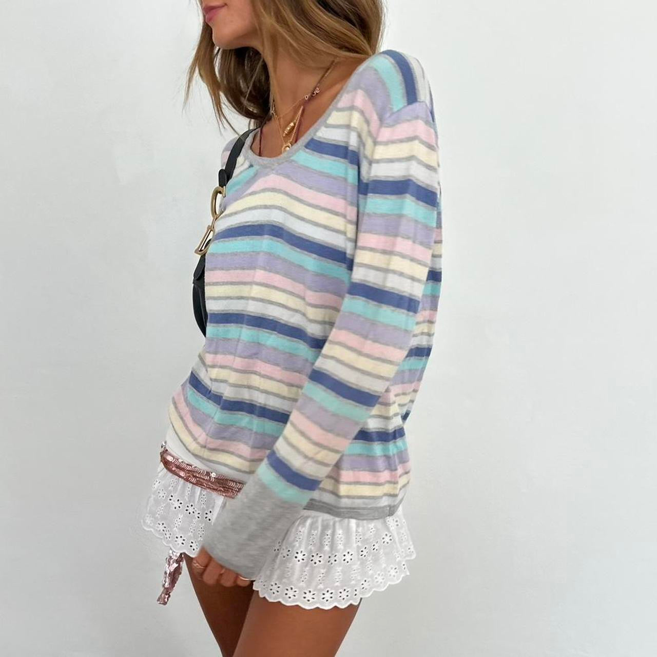 Vintage 90s pastel striped long sleeve top