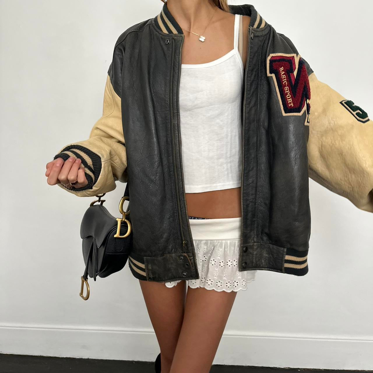 Vintage 90’s varsity sport leather jacket