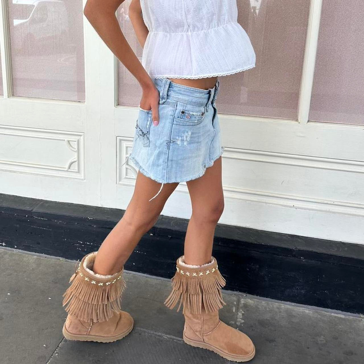 Vintage 00s Abercrombie and Fitch denim mini sequin skirt