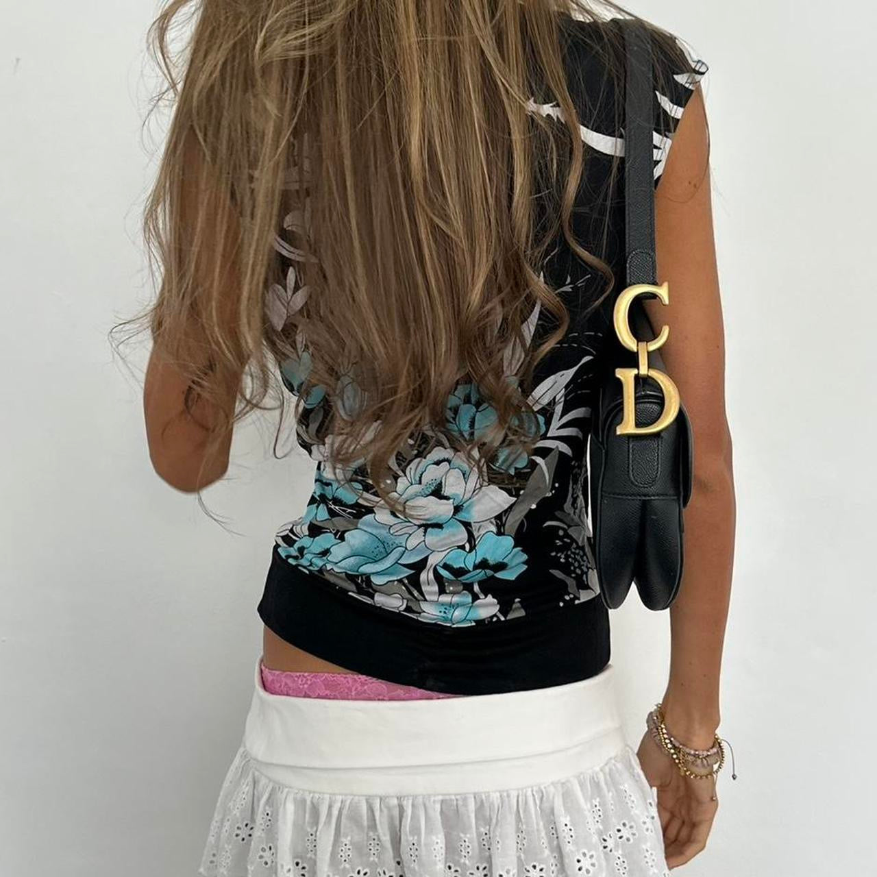 Vintage 2000s floral black top