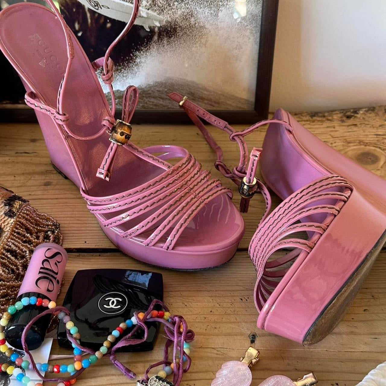 Gucci Bamboo Platform Wedge Sandals