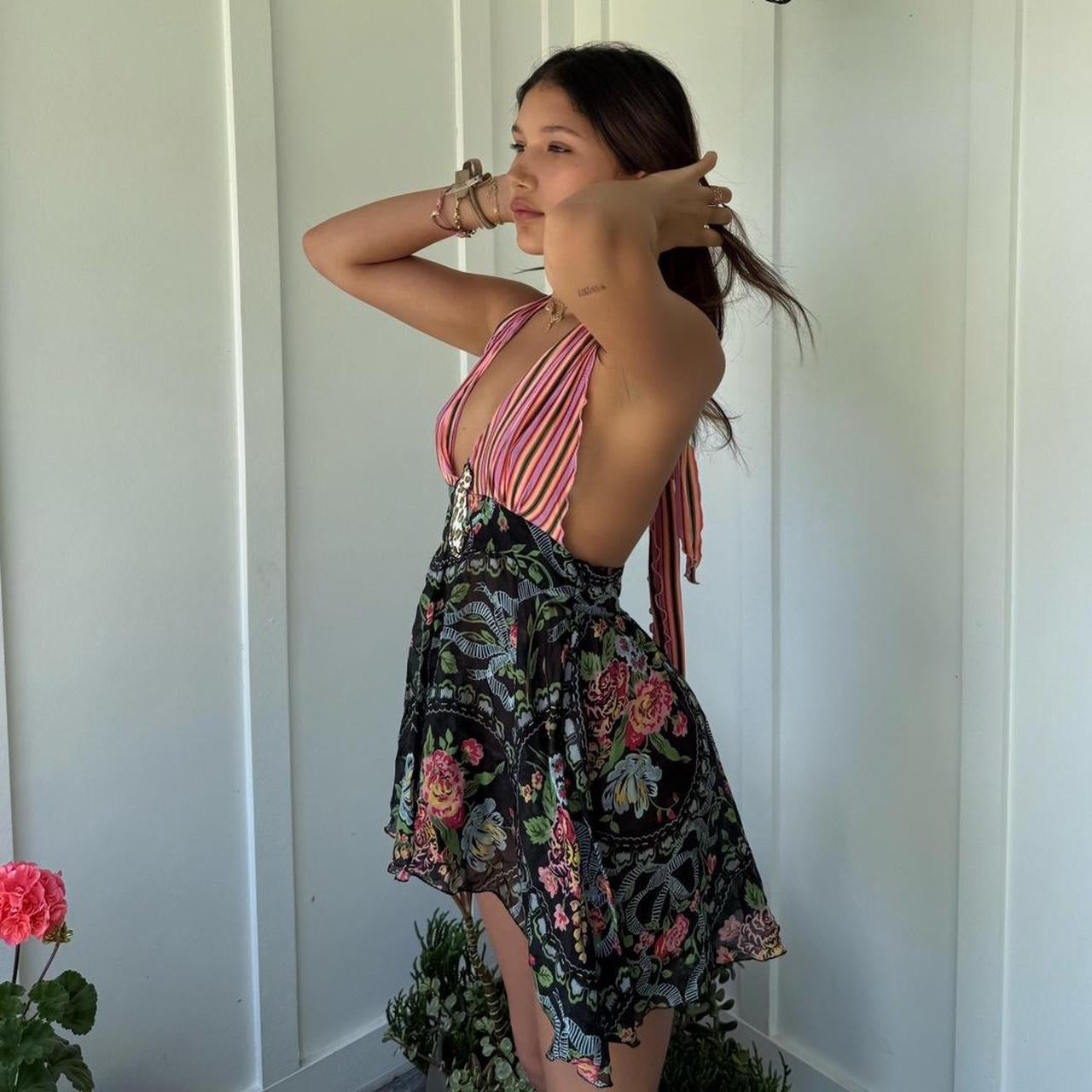 Vintage 90’s bohemian colourful halter neck summer top