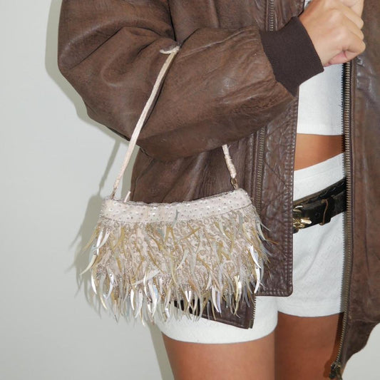 Vintage sequin tassel pochette shoulder bag