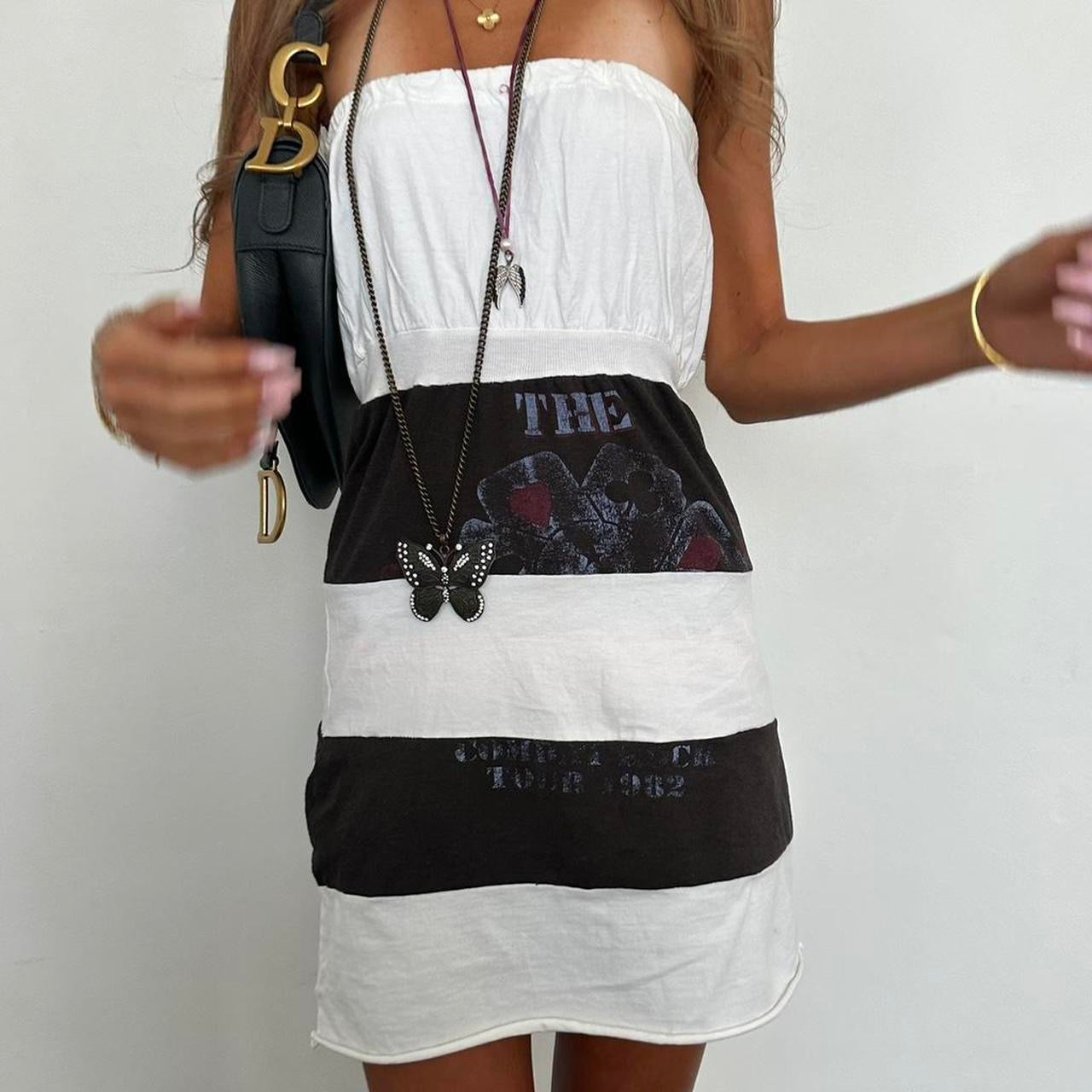 Vintage 90’s striped strapless poker mini dress