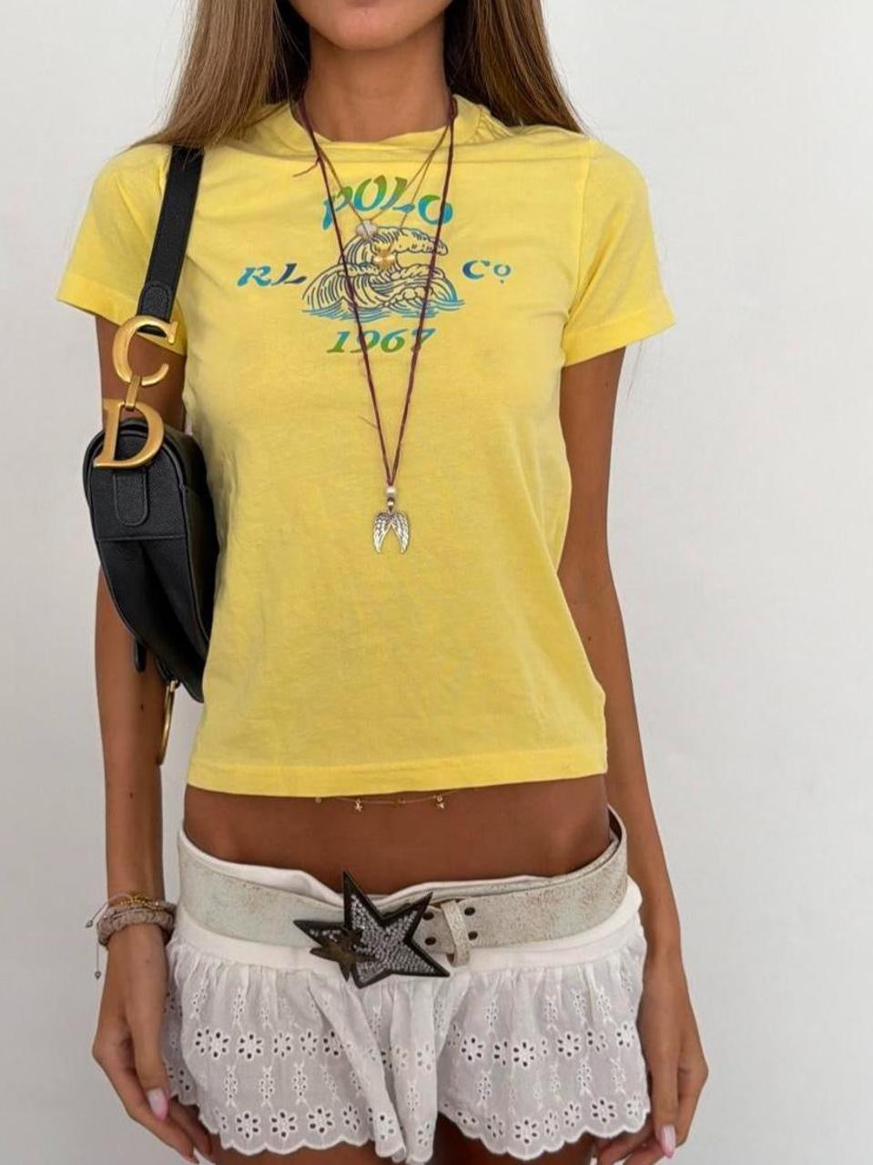 Vintage 00’s Polo Ralph Lauren yellow baby tee