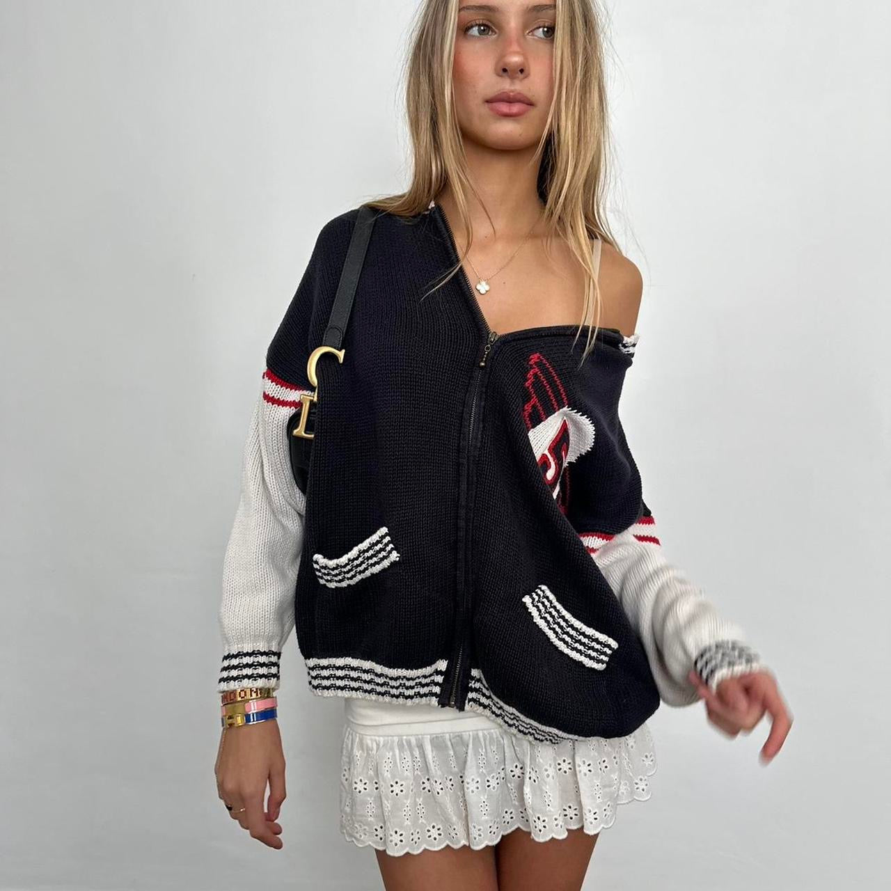 Vintage 90’s knit zip up cardigan sweater