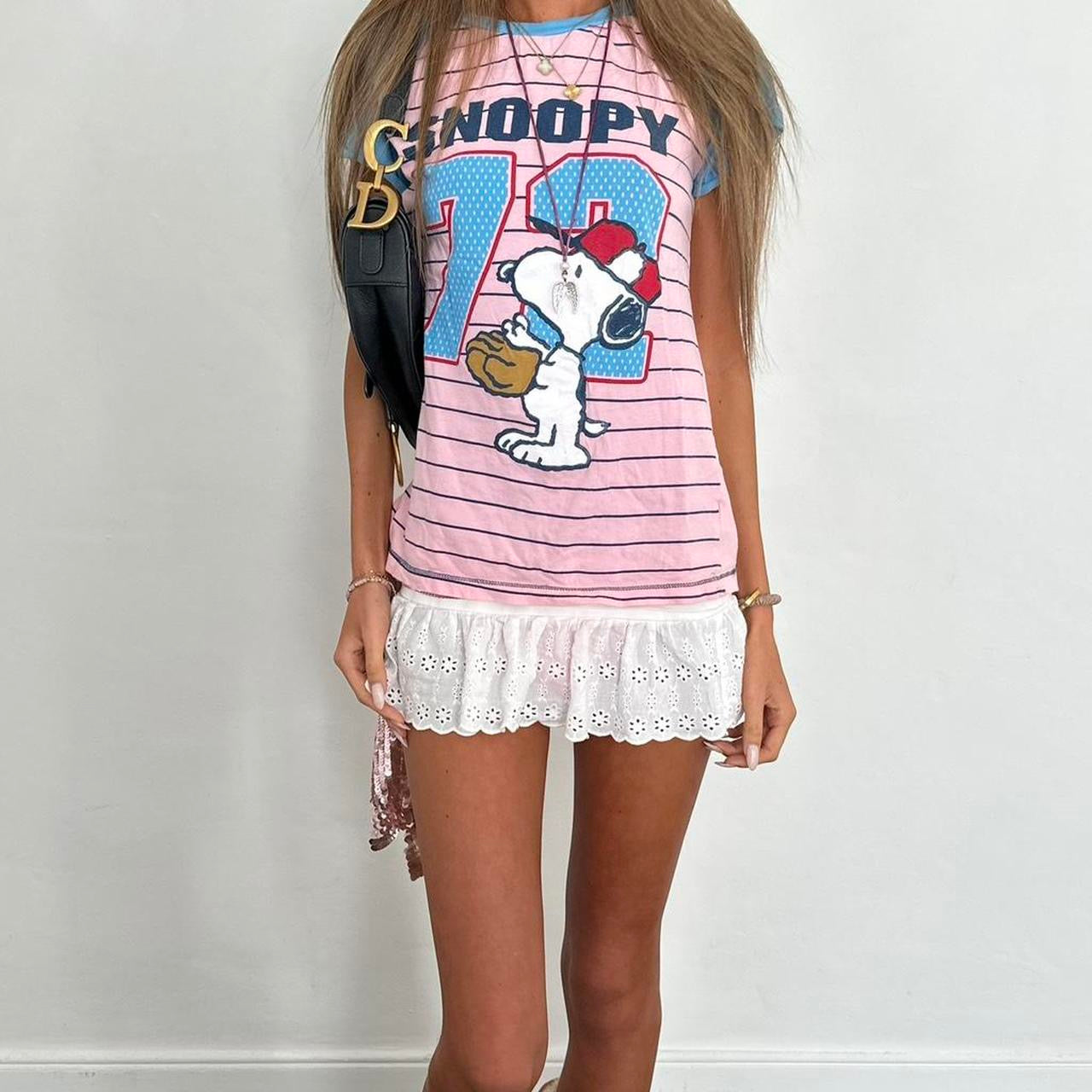 Vintage 00s snoopy baby striped baby tee