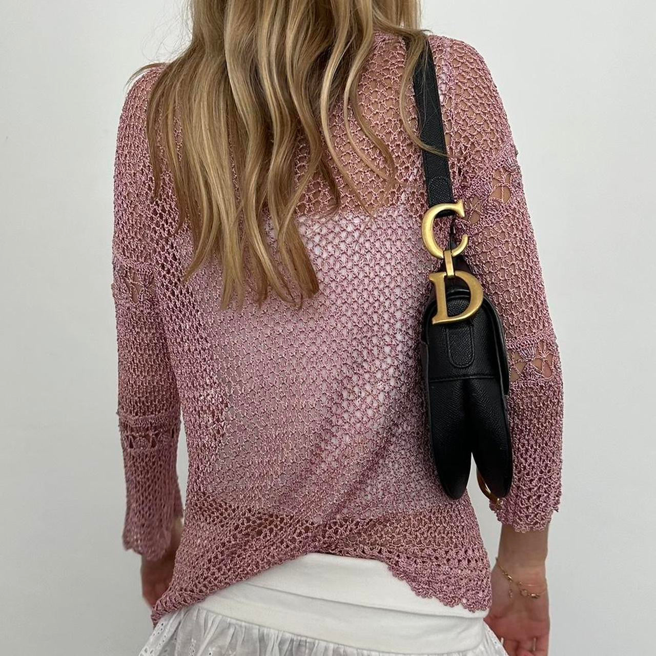 Vintage crochet tie up cardigan top