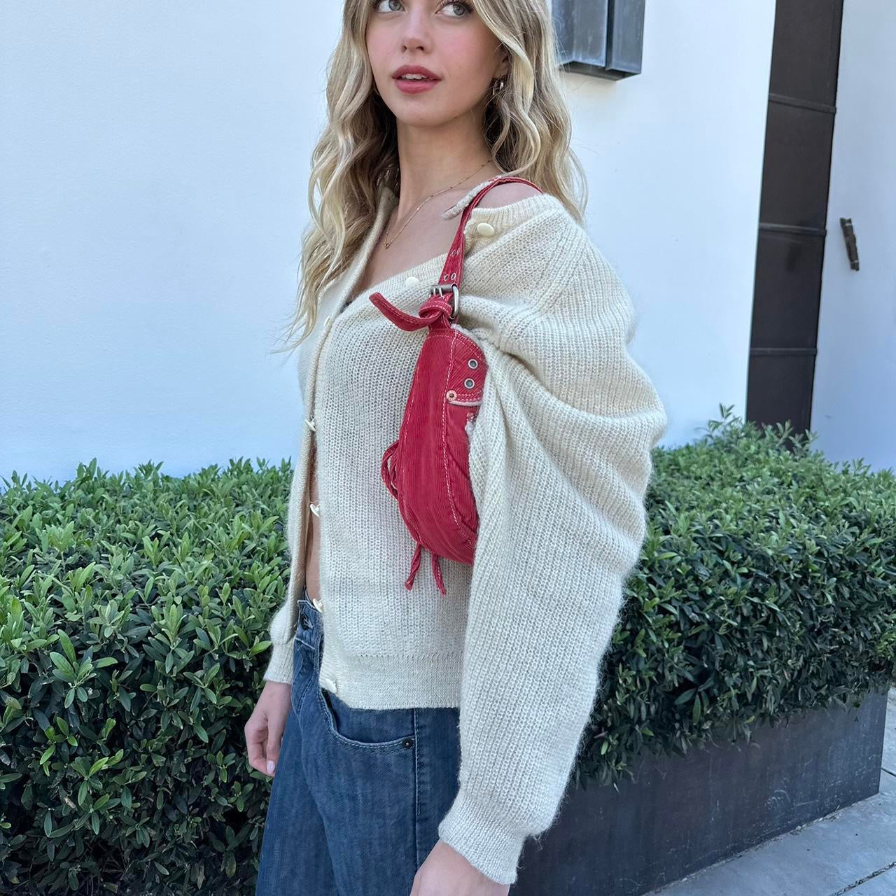 Cute corduroy red bag