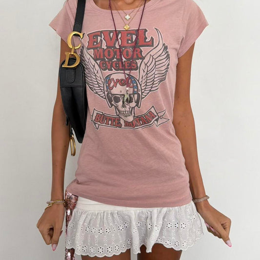 Vintage 00s soft pink motorcycle tee