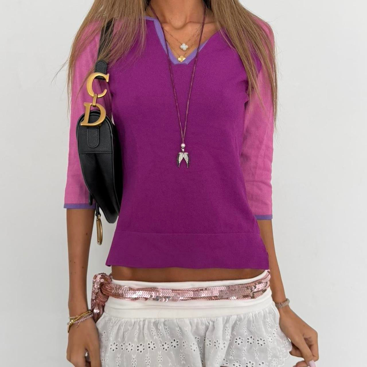 Vintage 00s purple & pink contrast top