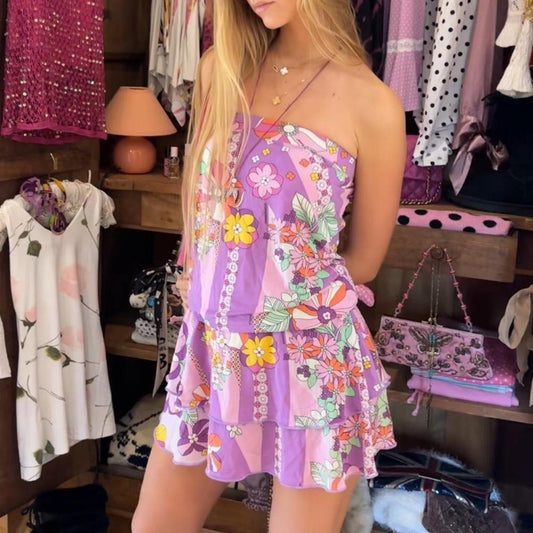 Vintage 90’s Italian strapless purple dress