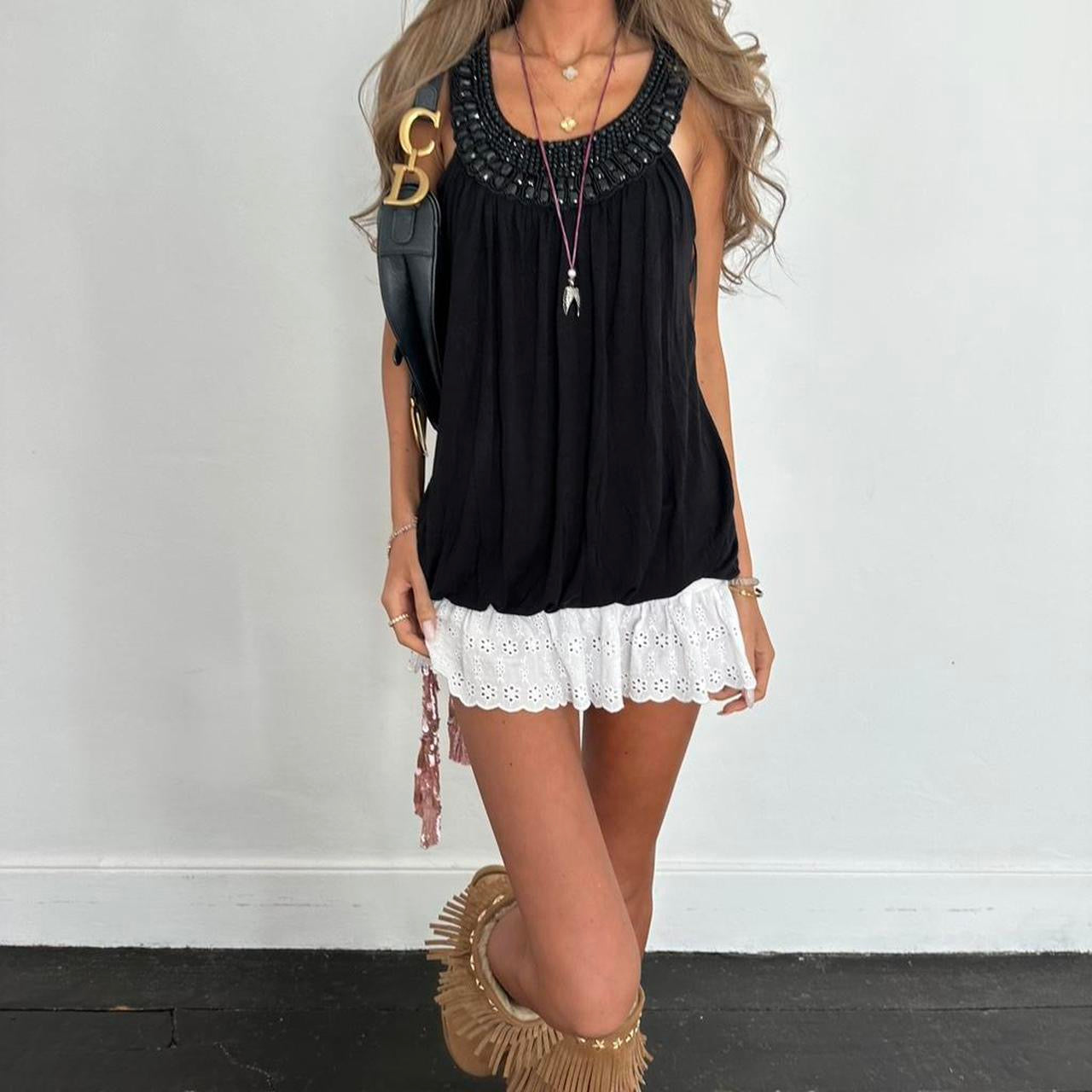 Vintage 00s black boho top