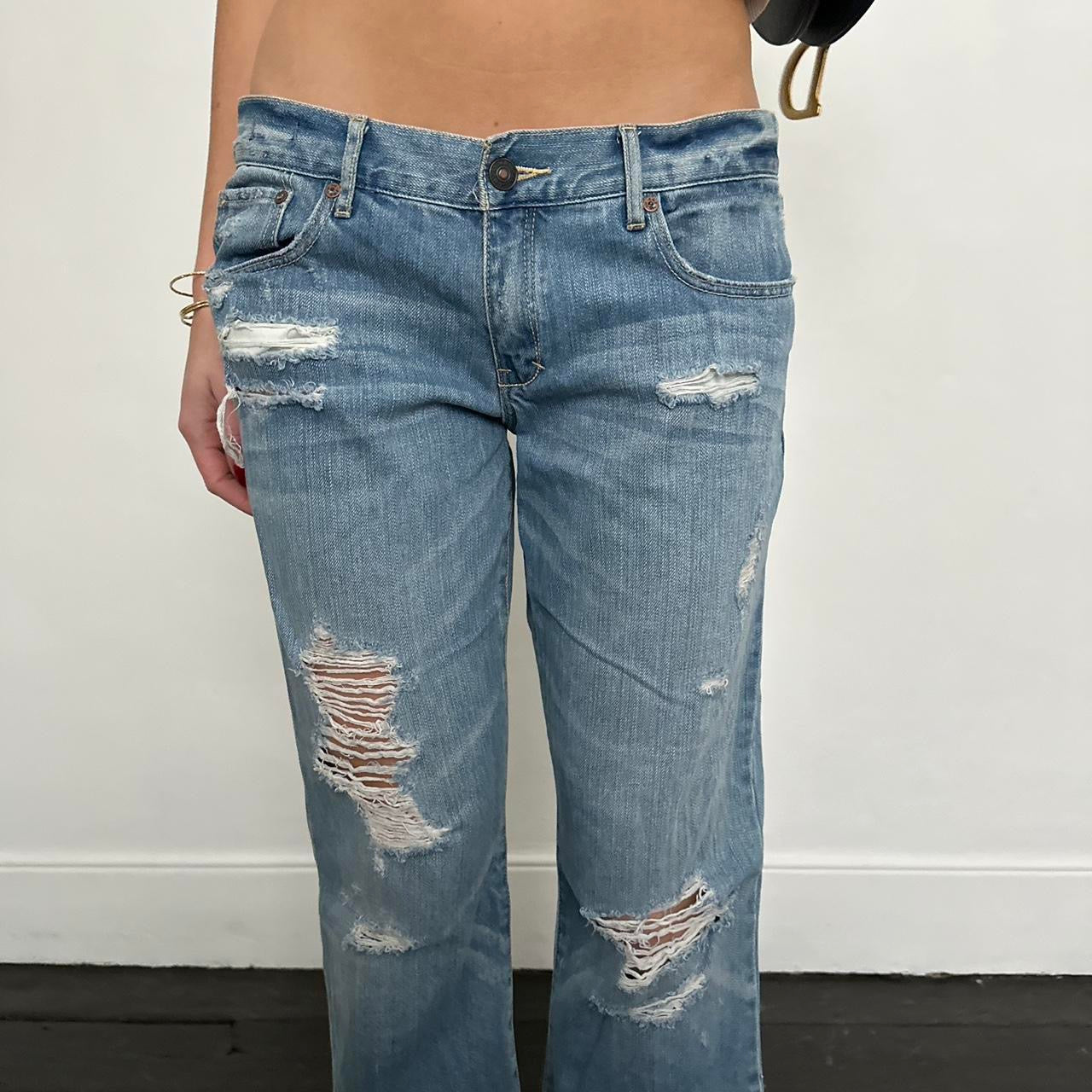 Vintage Abercrombie and Fitch blue distressed jeans