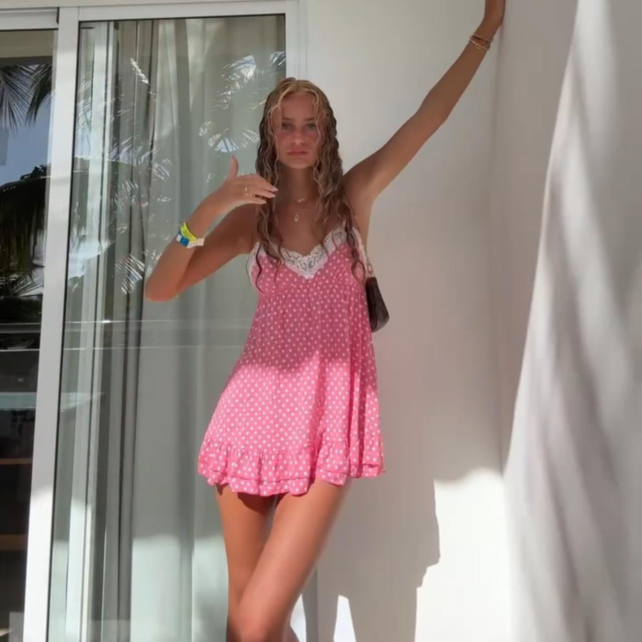 Vintage 2000’s Victoria’s Secret pink polka dots dress