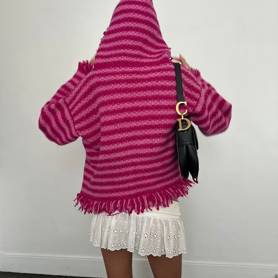 Vintage knitted pink zip up jacket