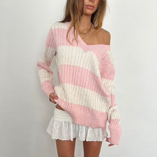 Vintage striped pink and white sweater