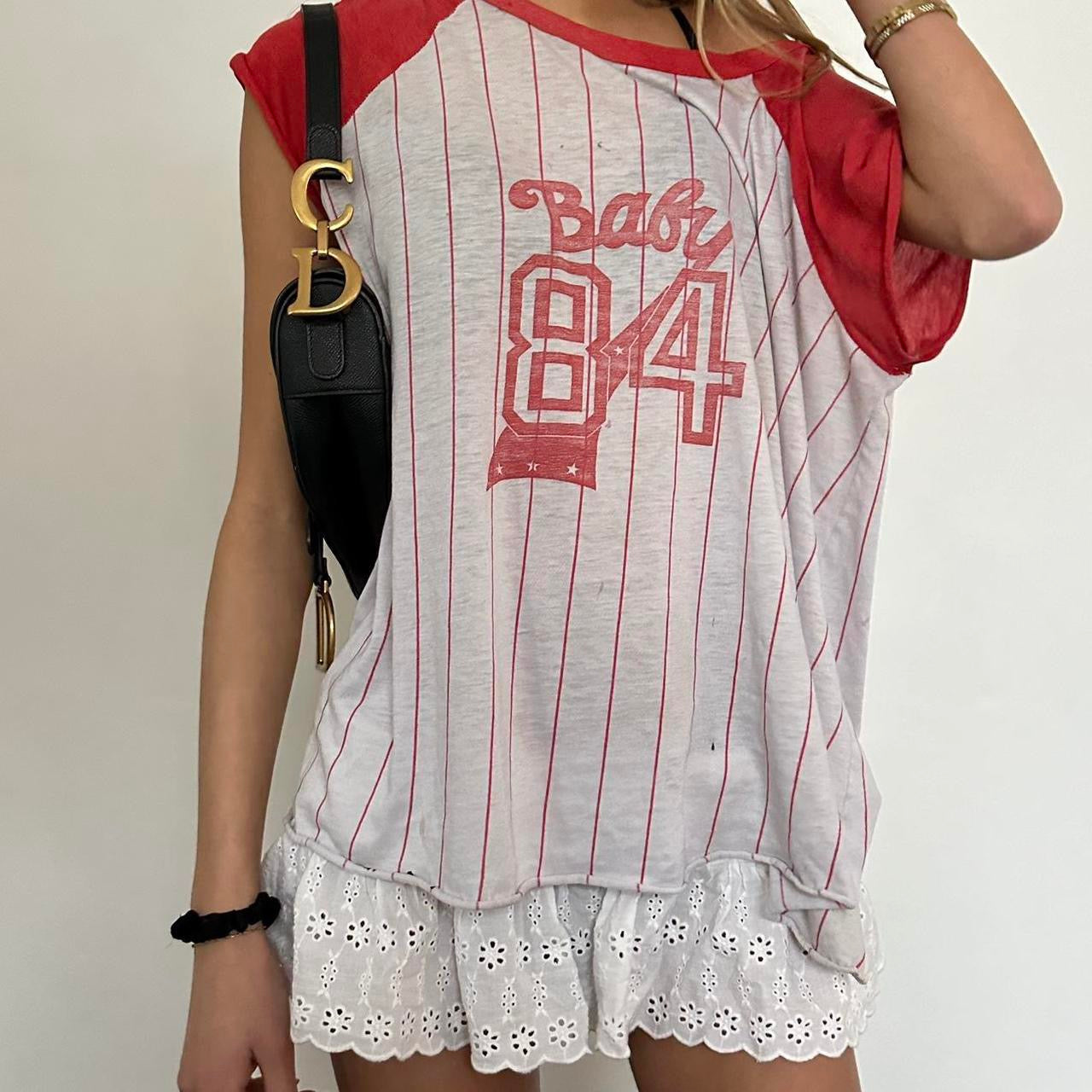 Vintage rare 80s distressed Baby 84 jersey top