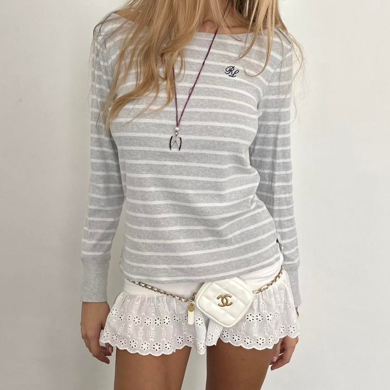 Vintage Ralph Lauren grey and white striped long sleeve top