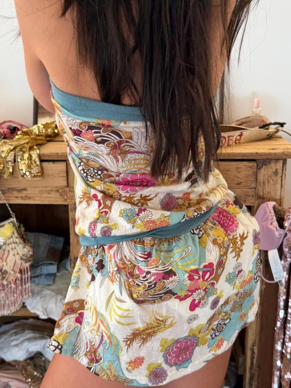 Vintage 00’s strapless floral mini dress