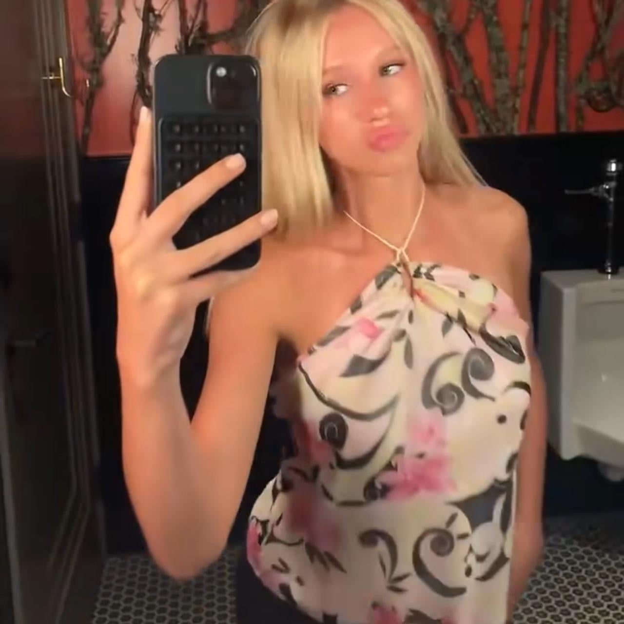 Vintage 90’s silk pink lily top