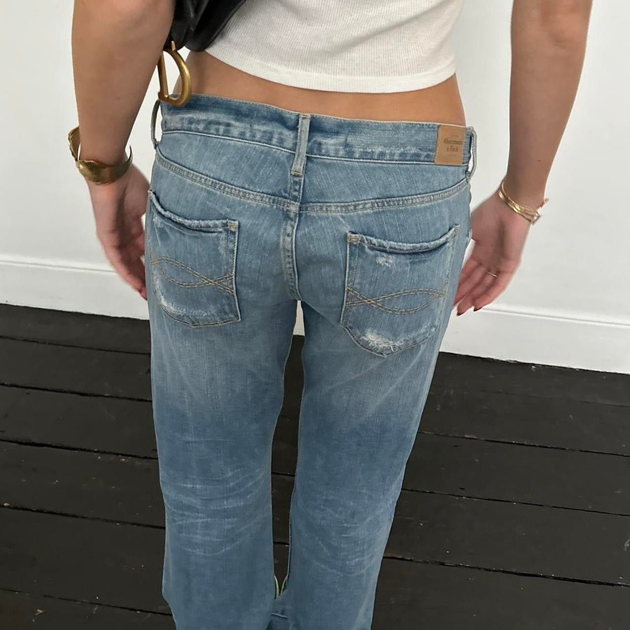 Vintage Abercrombie and Fitch blue distressed jeans