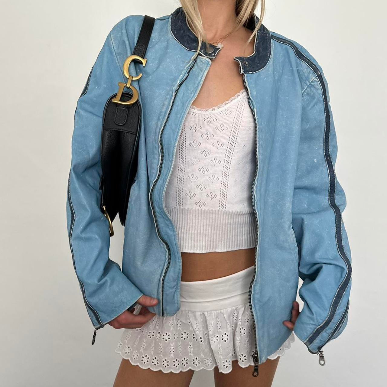 Vintage 90’s blue leather jacket