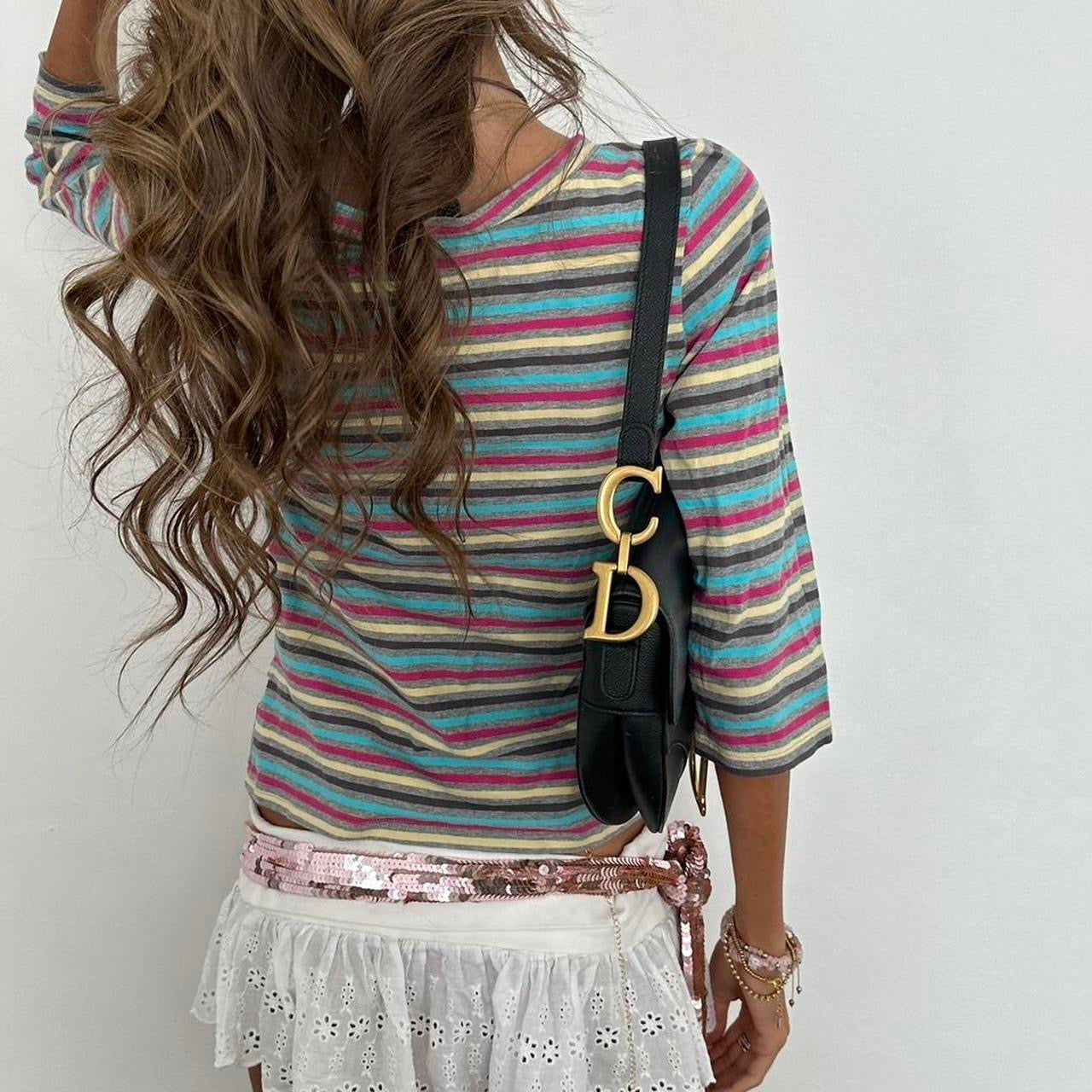 Vintage striped V neck preppy top